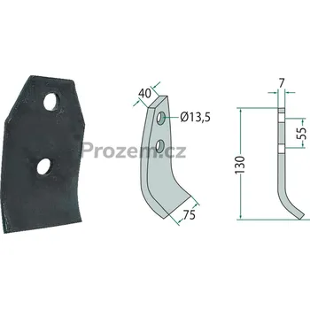 Pracovní nůž Čepel pro Taarup, 49305000, 130/7/13,5 mm