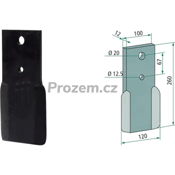 Mulčovací nůž pro Schulte, 260/12/12,5;20 mm