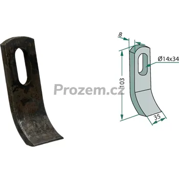 Mulčovací nůž pro Noremat, Rousseau, S.M.A., 8865, 525426, 103/8/14x34 mm