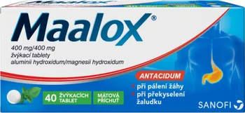 Lék proti pálení žáhy Maalox 400 mg/400 mg 40 tbl.