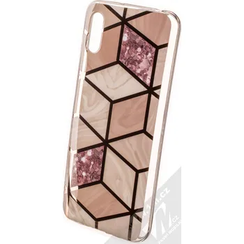 Pouzdro na mobilní telefon 1Mcz Geometric Marble Cover ochranný kryt pro Xiaomi Redmi 9A, Redmi 9AT růžově zlatá (rose gold)