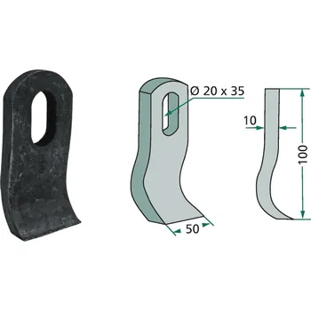 Mulčovací nůž pro Herder, Mulag, 100/10/20x35 mm