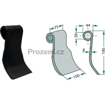 Mulčovací nůž pro Mörtl, OMARV, Palladino, Pegoraro, CL00314, 027845, 190/8/26 mm