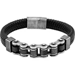 Ocelový náramek s kůží WILDER pro motorkáře