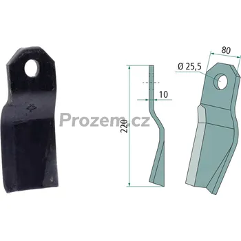 Mulčovací nůž pravý, otočený pro Röll, 220/10/25,5 mm