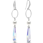Stříbrné náušnice s bílou perlou a měnivým krystalem Crystalactite KW6017AB8W AB