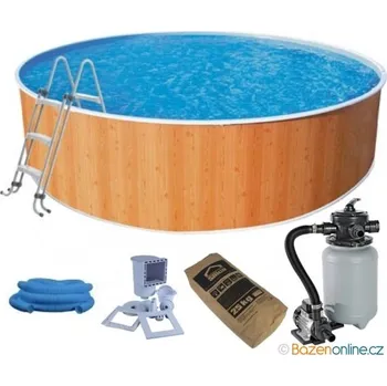 Bazén Nadzemní bazén Splash 3,6 x 1,2 m dekor dřevo s pískovou filtrací