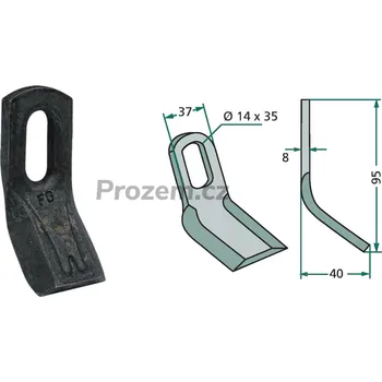 Mulčovací Y-nůž pro Mulag, Rousseau, S.M.A., FG358, 525430, 95/8/14x35 mm