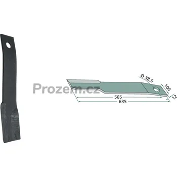 Mulčovací nůž levý pro Schulte, H401026, 635/12/38,5 mm