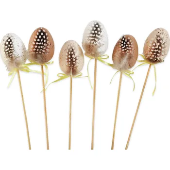 Velikonoční dekorace Vajíčka zápich pvc 6ks/30cm mix bílá/natural (538458)