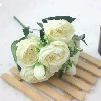 umělá květina Bytová dekorace - kytice umělých pivoněk Barva: Bílá