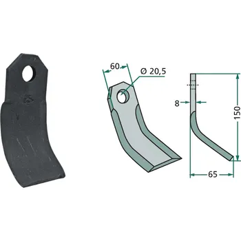 Mulčovací Y-nůž pro Agram, 150/8/20,5 mm