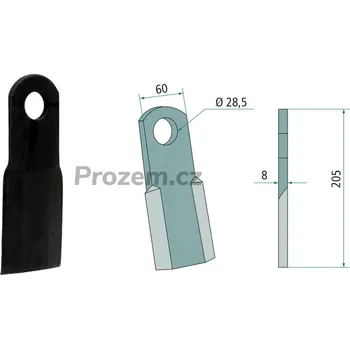 Mulčovací nůž pro Berti, 205/8/28,5 mm