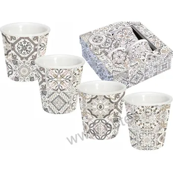 Easy Life CASA DECOR GREY porcelánové espresso kelímky s šedými ornamenty 100ml 4 ks