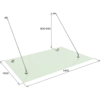 Stříška nad vchodové dveře Hahn Steel Skleněný přístřešek - komplet 1400x1000mm AISI 304 včetně skla