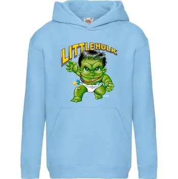 Chlapecká mikina dětská levná mikina, kapuce, Hulk Barva: Sky blue - nebesky modrá, velikost: 152