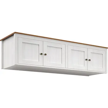 Ložnicová sestava 4dveřový nástavec TOPAZIO z borovicového masivu, bílý a hnědý lak