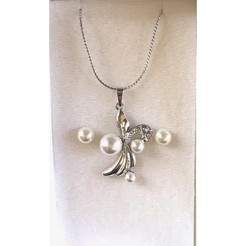 Souprava šperků Sada na krk - perličky, SW krystalky (Sada šperků s lesklými krystalky)