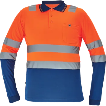 pracovní tričko Cerva LEON HV Pánská polokošile oranžová / navy 4XL 0322000591007