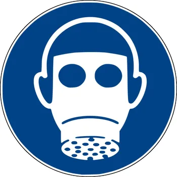 samolepka Podlahová značka – Použij respirátor!, 50 cm, PVC