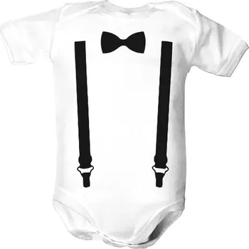 Kojenecký body Dětské body s potiskem Kšandy a motýlek - body pro miminka dětské