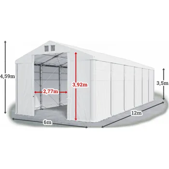 Zahradní stavba Skladový stan 6x12x3,5m střecha PVC 620g/m2 boky PVC 620g/m2 konstrukce POLÁRNÍ Bílá Bílá Bílá