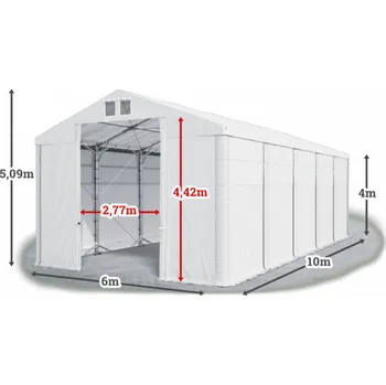 Zahradní stavba Skladový stan 6x10x4m střecha PVC 560g/m2 boky PVC 500g/m2 konstrukce POLÁRNÍ PLUS Bílá Bílá Bílá