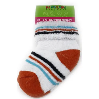 Oranžovobílé pruhované kojenecké froté chlapecké ponožky Awery 0 - 6 měsíců