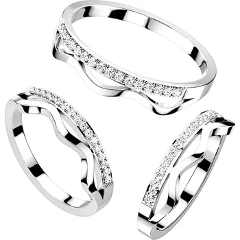 Prsten Luxusní prsten z oceli se zirkony