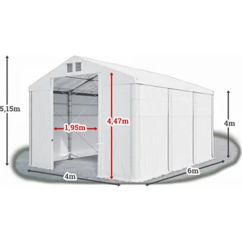 Zahradní stan Skladový stan 4x6x4m střecha PVC 560g/m2 boky PVC 500g/m2 konstrukce POLÁRNÍ Bílá Bílá Bílá