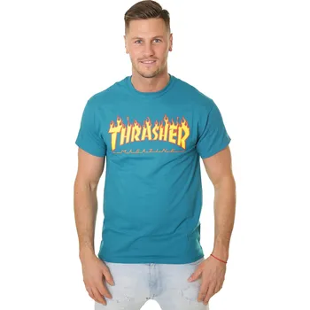 tričko Thrasher Flame Logo - Galapagos Blue S