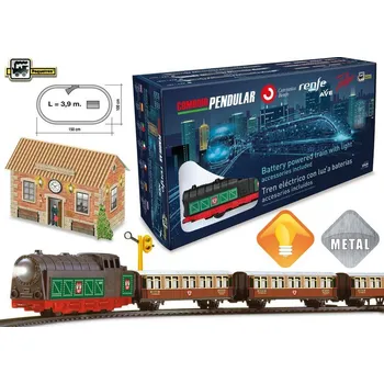 Vláček a vláčkodráha Pequetren Transsibiřský Expres se stanicí a semaforem a nájezdem