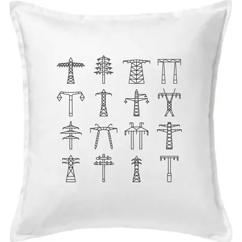 Polštář Typy stožárů vysokého napětí - Polštář 50x50 - 50x50 - Pouze potah ( Bílá )