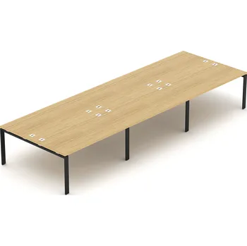 Jednací stůl NABYTEK-DESIGNOVY.CZ - DEB312U - Kancelářský stůl EPIC (6.osoby), 360/420/480/540cm, kovová podnož U, dub/černá