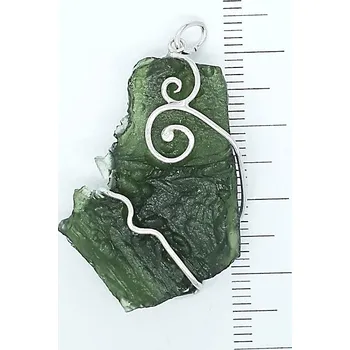 Přívěsek Přírodní vltavín ve stříbře , stříbrný přívěsek, 6,84 g