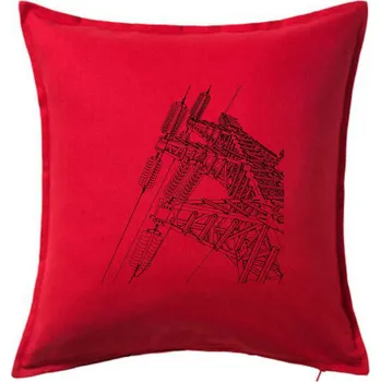 Polštář Nákres stožáru vysokého napětí - Polštář 50x50 - 50x50 - Pouze potah ( Červená )