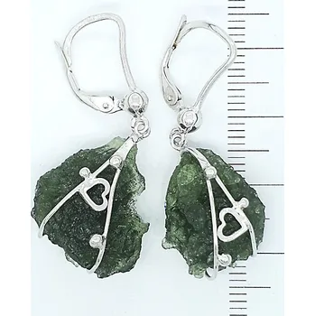 Přívěsek Čištín Přírodní vltavín ve stříbře, stříbrné visací náušnice 7,49 g