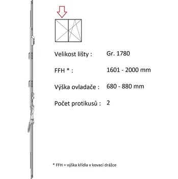 Příslušenství k oknu ROTO NX - Štulpový převod variabilní Velikost: Gr. 1780, FFH 1601-2000