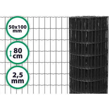 Pletivo Svařované pletivo H-plast Antracit – 2,5 mm, 80 cm