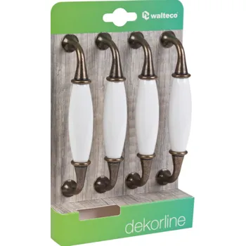 Nábytkové kování Walteco 7741 set nábytkových úchytek 128 mm 4 ks mosazné/bílý porcelán