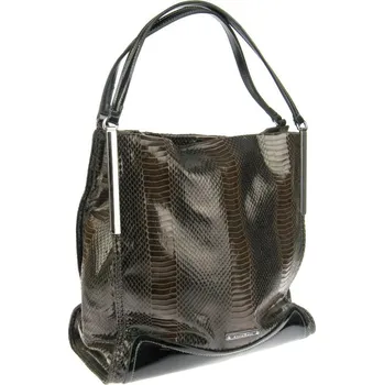 Kabelka Kabelka Silvia Rosa s uchem hnědá 34cm (Velká kabelka ve stylizaci hadí kůže)