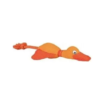 Hračka pro psa Oranžová slepice/kačena přetahovadlo se zvukem,nylon 38 cm