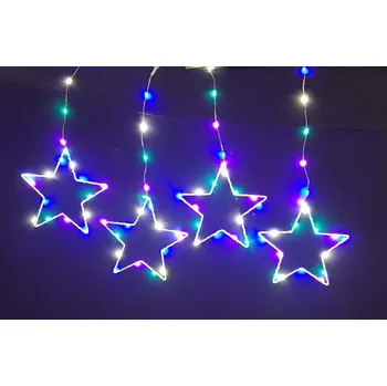 Vánoční dekorace DENR Vánoční světelný závěs - Hvězdy 8ks = 8m ZH-S08 Barva: Studená bílá