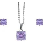 Doria Set šperků z oceli stříbrno-fialový K352