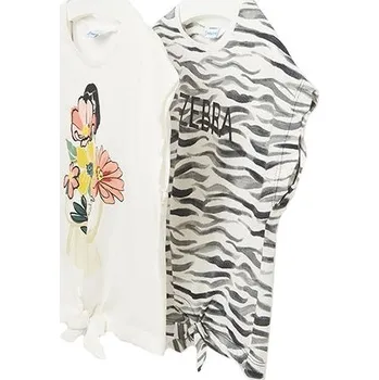 MAYORAL Dívčí set tričko KR 2ks Zebra bílá/černá - 157 cm