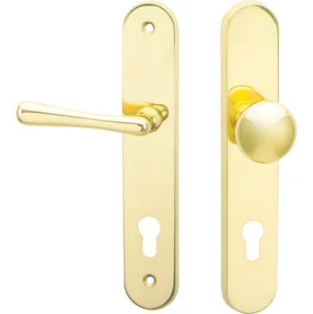 Dveřní kování COBRA ELEGANT OCHRANNÉ KOVÁNÍ Provedení: PZ LI (klika levá/koule), Povrch: OLV - mosaz leštěná lesklá, Rozteč: 90 mm