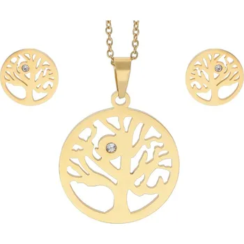 Souprava šperků Doria Set šperků z oceli zlatý STROM K081