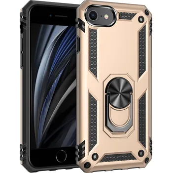 Pouzdro na mobilní telefon Armor ring obrněné ochranné pouzdro pro iPhone SE2/SE3 Barva: Béžová