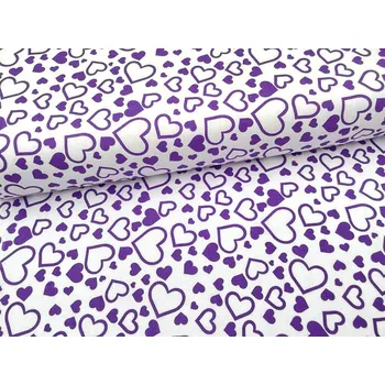 Mirtex Plátno DOMESTIK 145/16868-19 Srdíčka Fialová šíře 150cm Velkoobchod Ceník: VELKOOBCHOD: po celých rolích, bez odvíjení