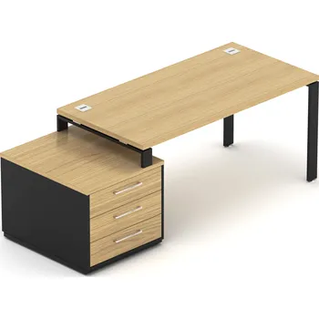 Kancelářská sestava NABYTEK-DESIGNOVY.CZ - DEBZ1U - Kancelářská sestava EPIC Z1 U, volitelná délka stolu 160/180cm, dub/černá